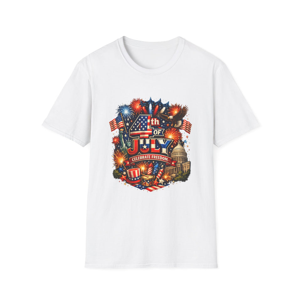 4th of July T-Shirt – Patriotic Fireworks & Flags Independence Day Tee