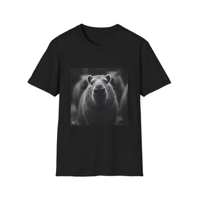 Capybara Portrait T-Shirt — Black & White Animal Photo Tee