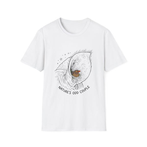 T-Shirt — 'Nature's Odd Couple' Cute Bird & Elephant Illustration Tee