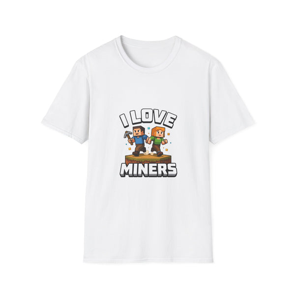 I Love Miners T-Shirt — Gamer Pixel Mining Graphic Tee