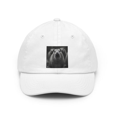 Bear Portrait Dad Hat — Minimal Black & White Wildlife Cap
