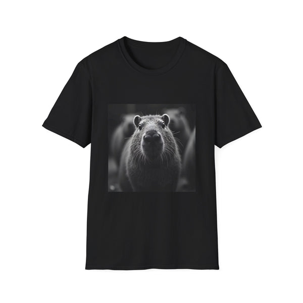 Capybara Portrait T-Shirt — Black & White Animal Photo Tee