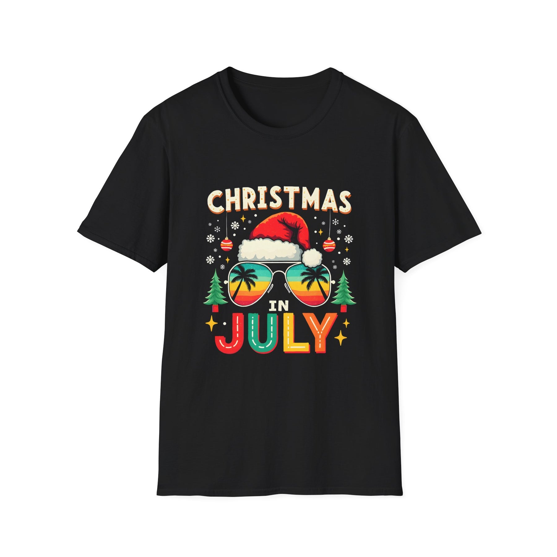 Christmas in July T-Shirt — Tropical Santa Sunglasses Holiday Tee