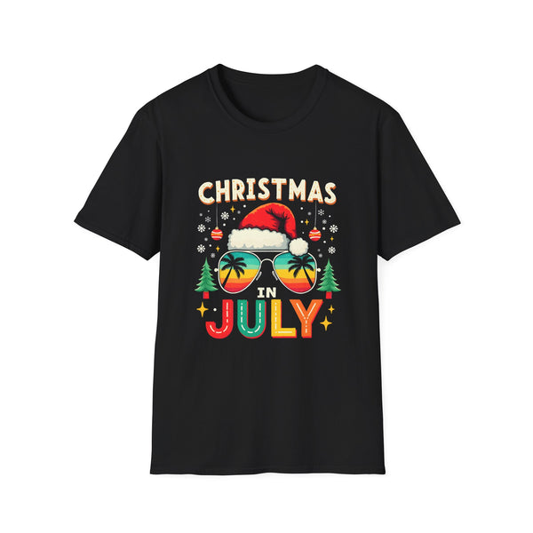 Christmas in July T-Shirt — Tropical Santa Sunglasses Holiday Tee