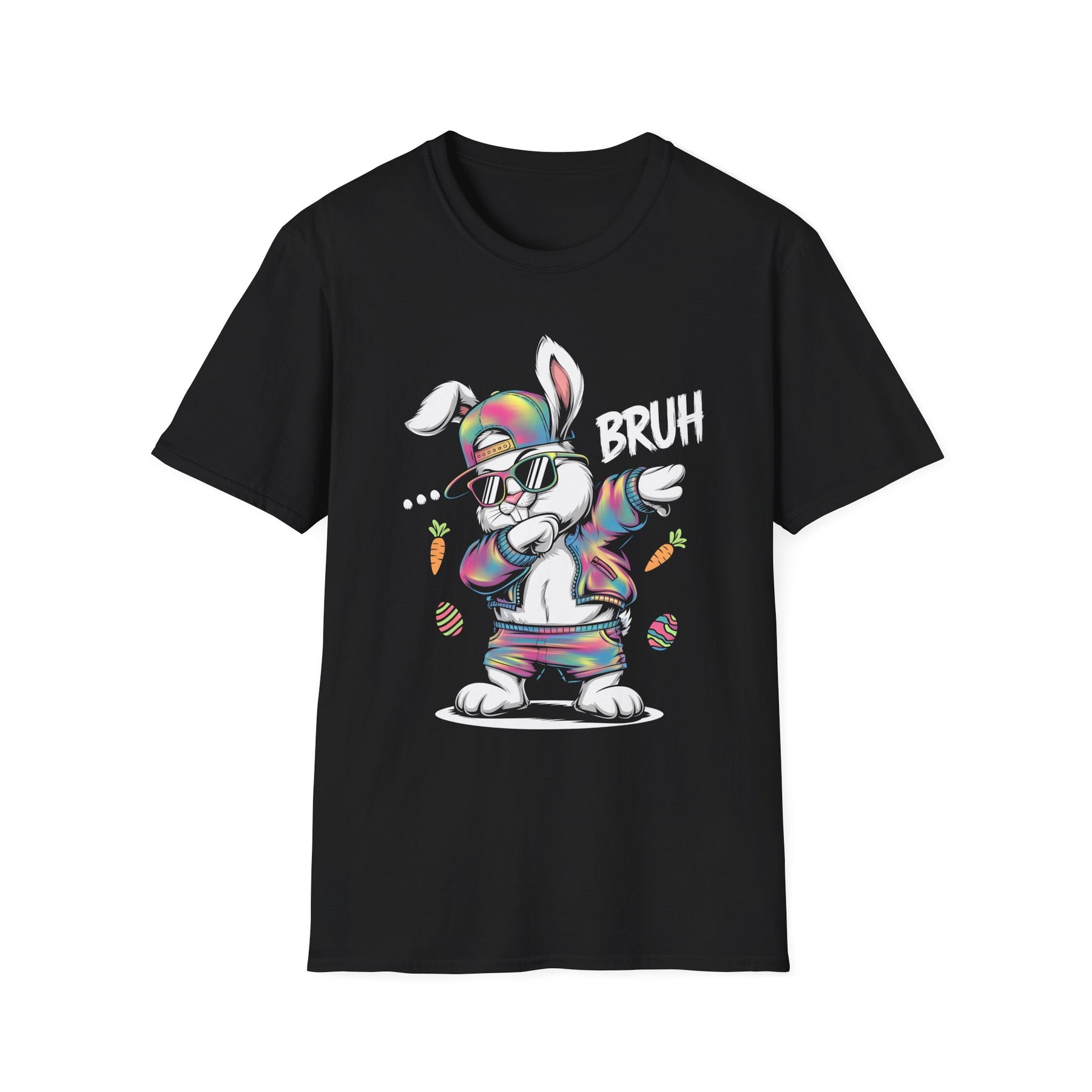 Easter Bunny Rainbow Tee — Colorful Hip Hop Rabbit Graphic T-Shirt