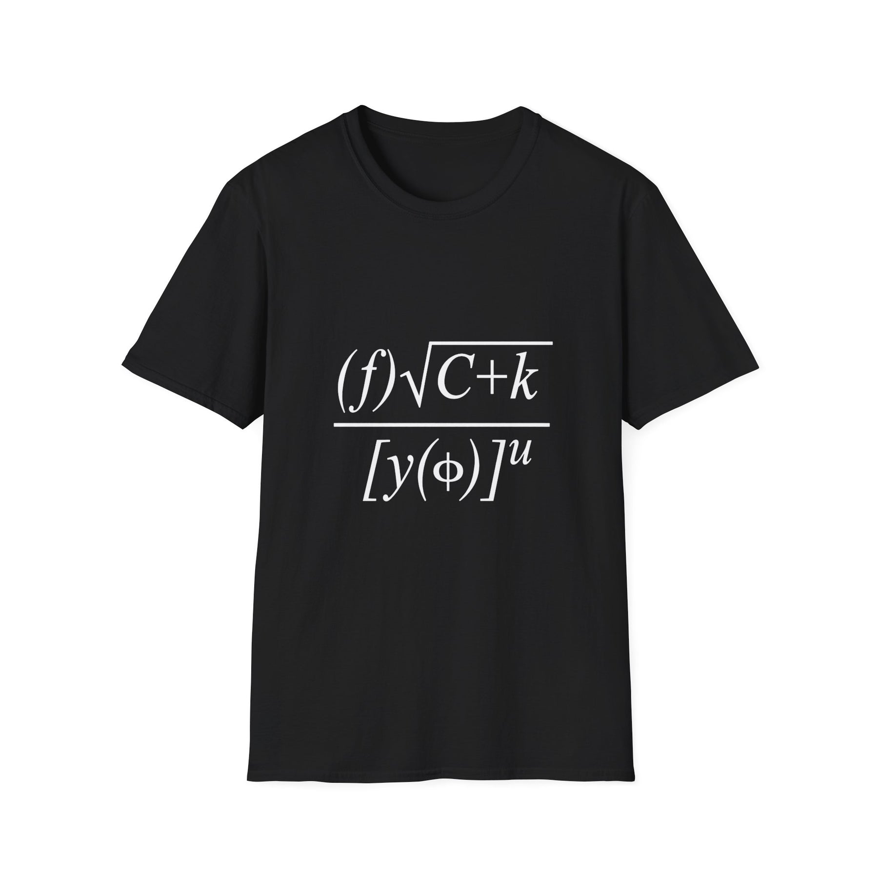 Math Formula Graphic T-Shirt — Feminist Math Design (f)√C+k / [y(φ)]u