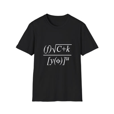 Math Formula Graphic T-Shirt — Feminist Math Design (f)√C+k / [y(φ)]u